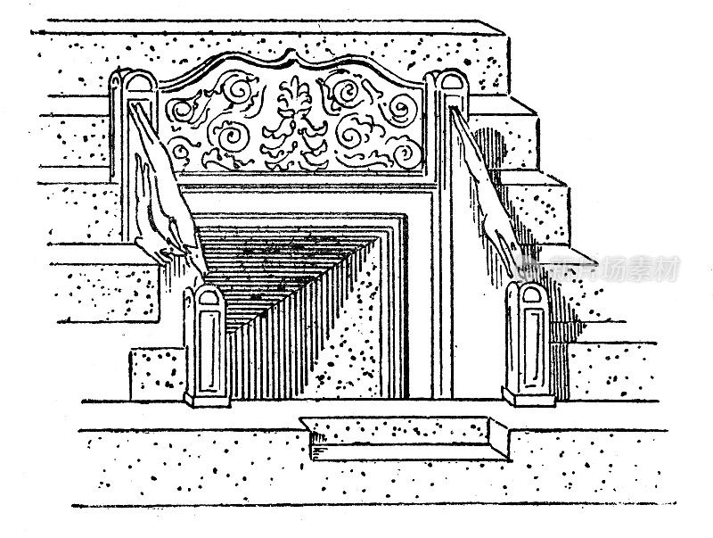 古董插图:罗马的Vomitorium, Coliseum